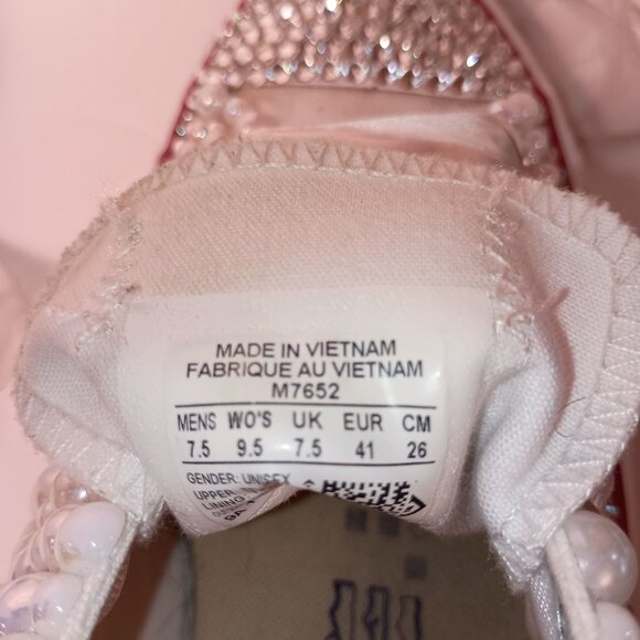 Converse All Star Bridal/Prom Pearls Rhinestones & Ribbons Sneakers Size 9.5 - Picture 4 of 12